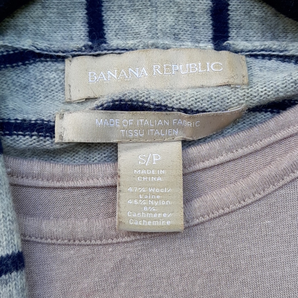 Blue Stripes Gray Wool Cardigan - Picture 3 of 4